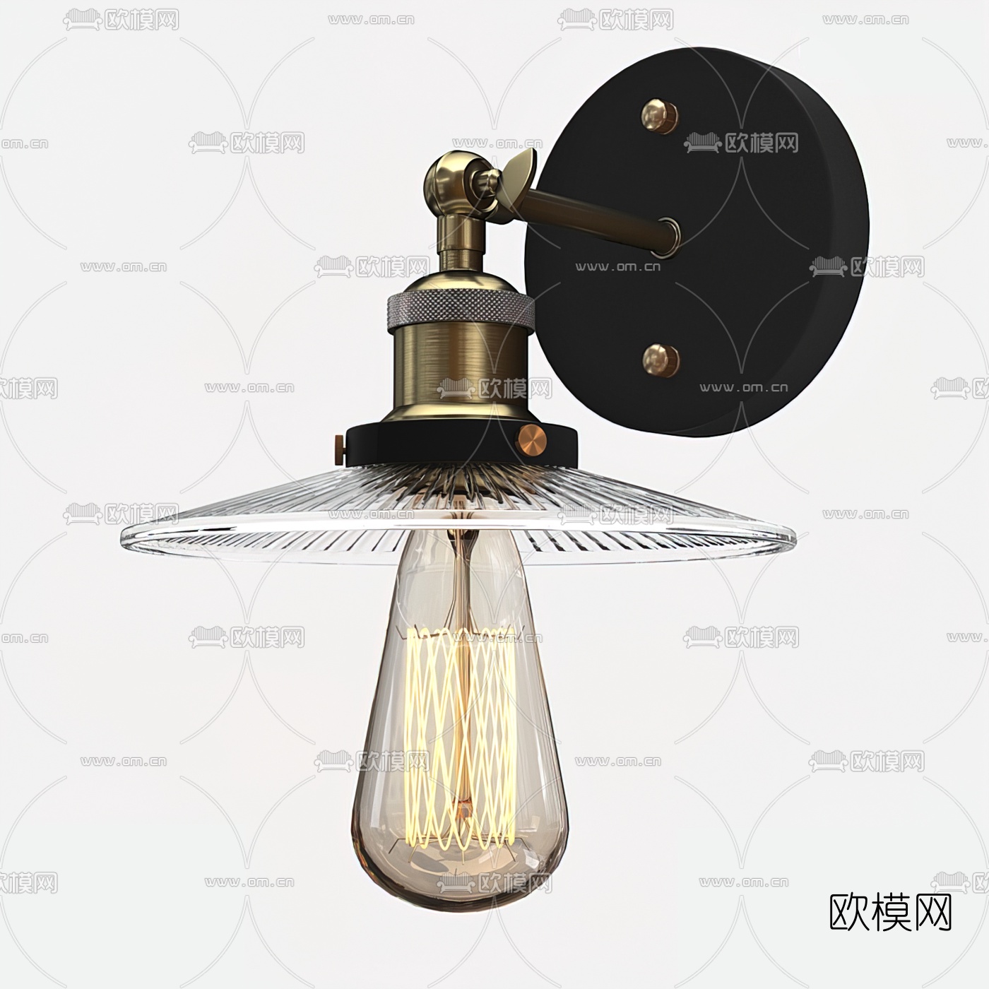 工业风金属玻璃壁灯3d模型下载