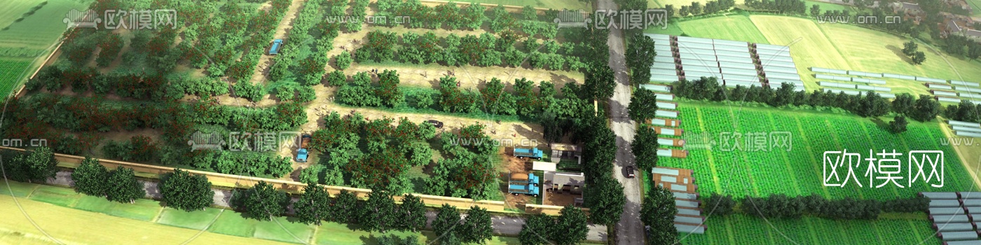 自然风果园农田鸟瞰3d模型下载