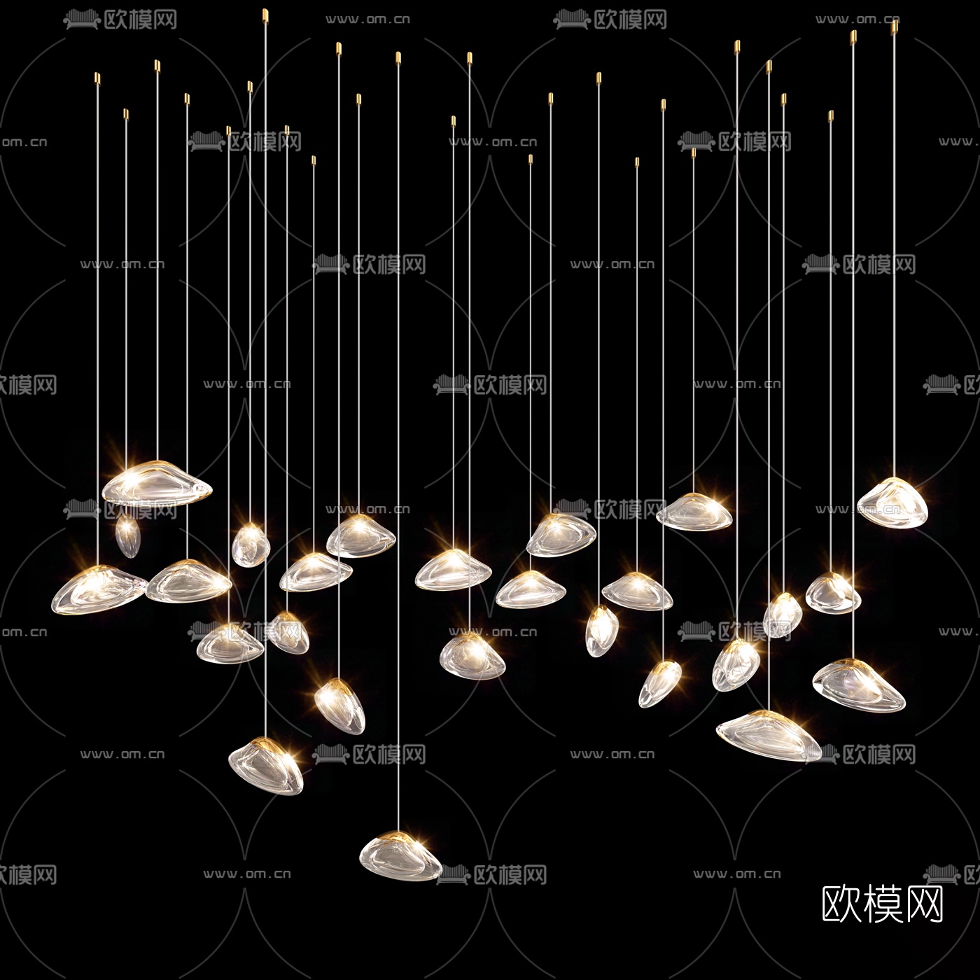 现代水晶艺术装饰吊灯3d模型