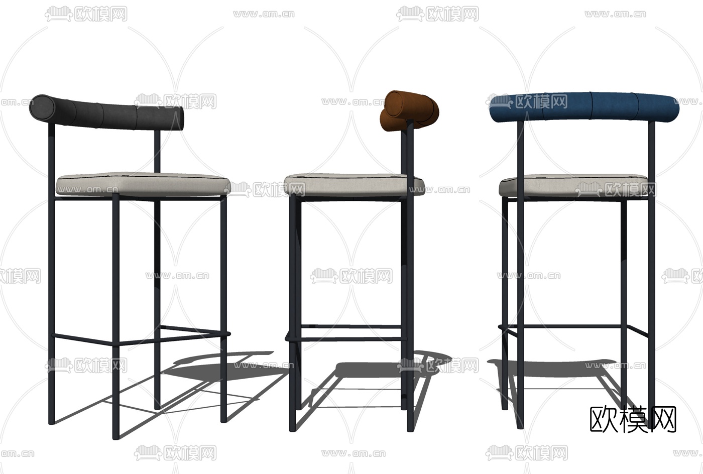 现代铁艺吧台椅su模型下载（渲染图2）