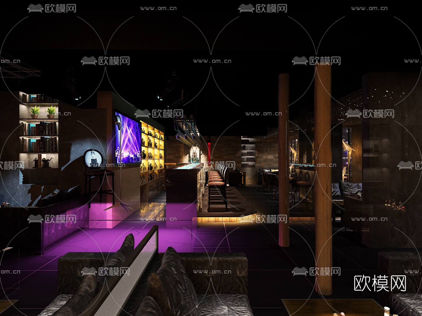 工业风酒吧免费3d模型下载（渲染图3）