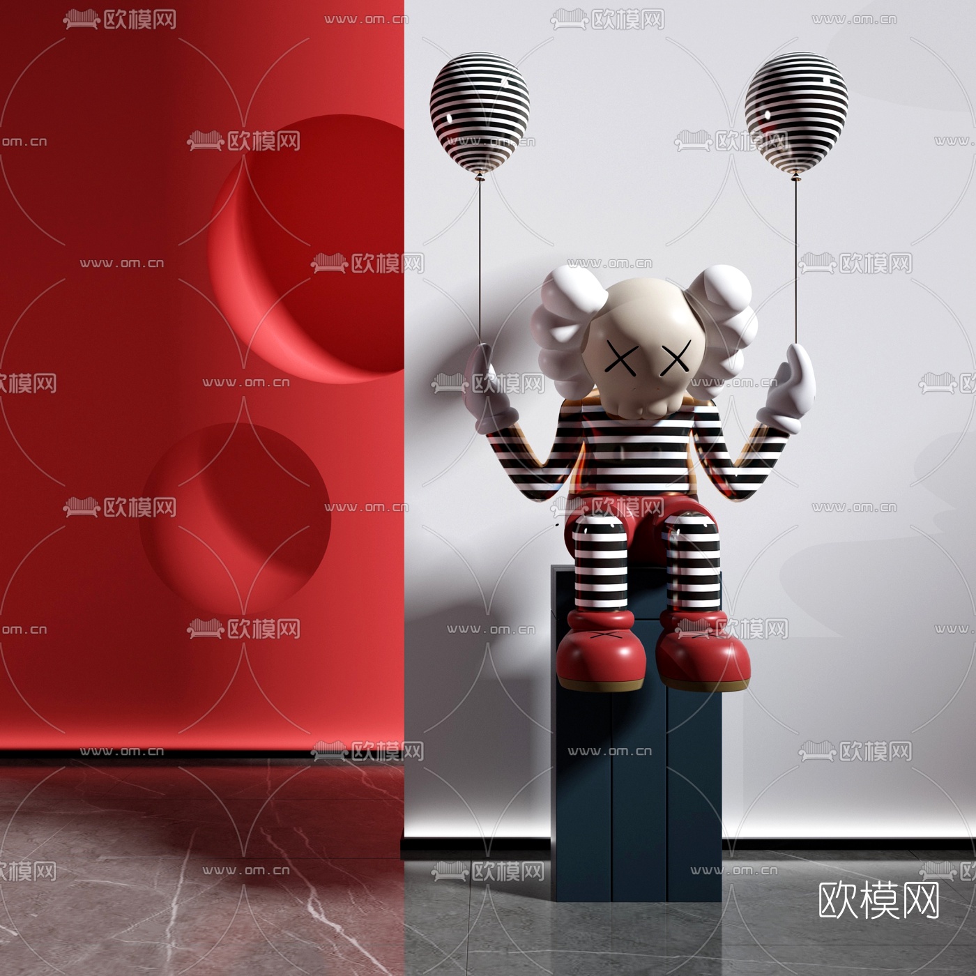 现代潮玩公仔雕塑3d模型
