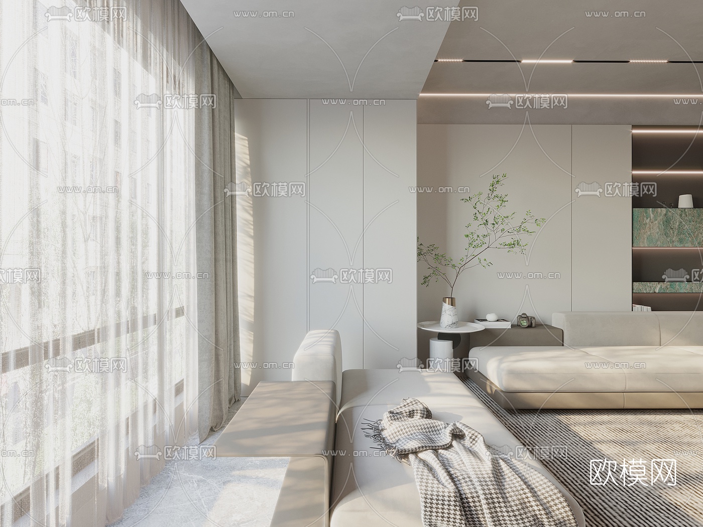 现代客厅餐厅3d模型
