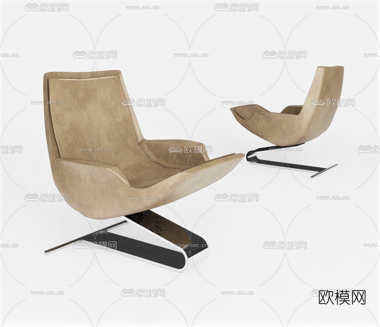 现代布艺休闲椅su模型-免费3dmax模型库-欧模网