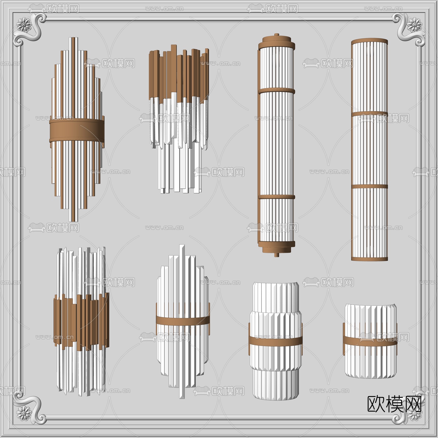 现代玻璃壁灯su模型下载（渲染图2）