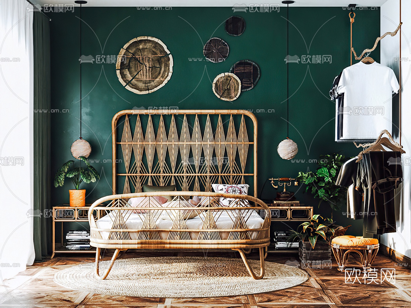 东南亚卧室3d模型下载（渲染图3）