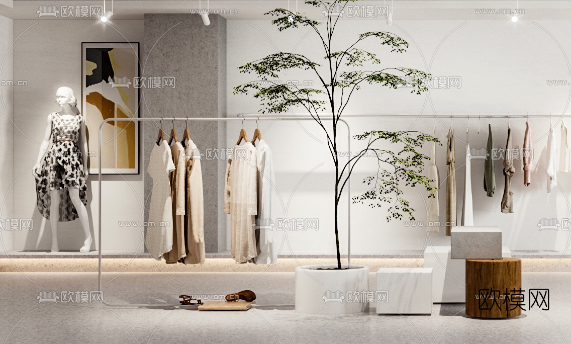 现代女性服装店3d模型