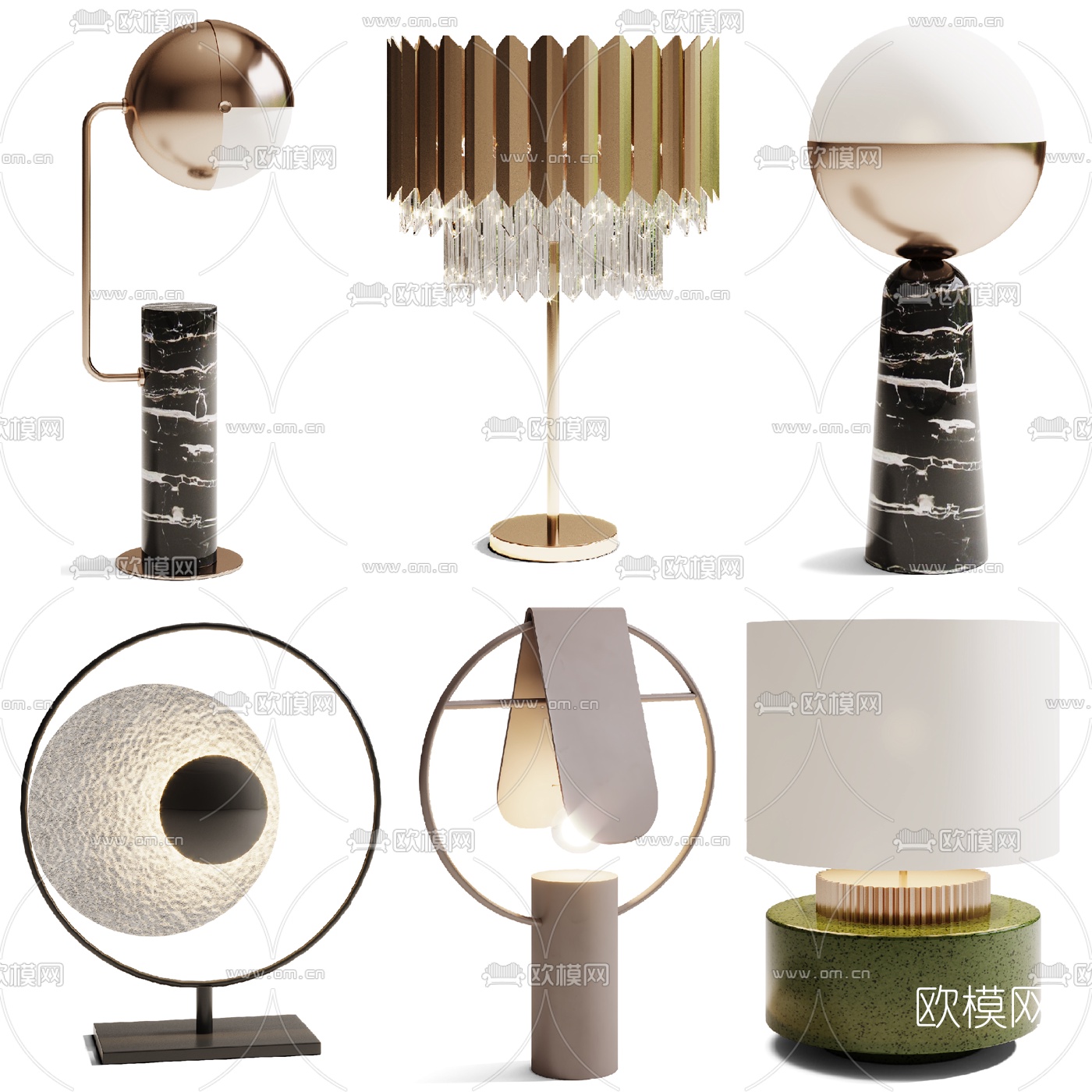 现代轻奢台灯3d模型下载（渲染图1）