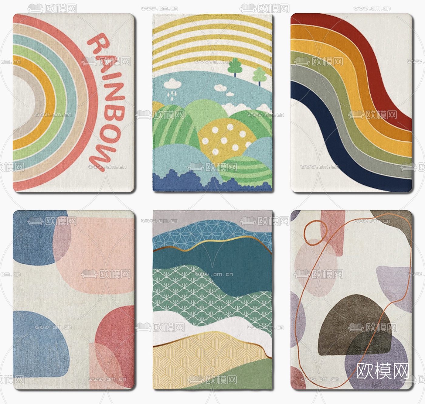 北欧布艺地毯3d模型下载