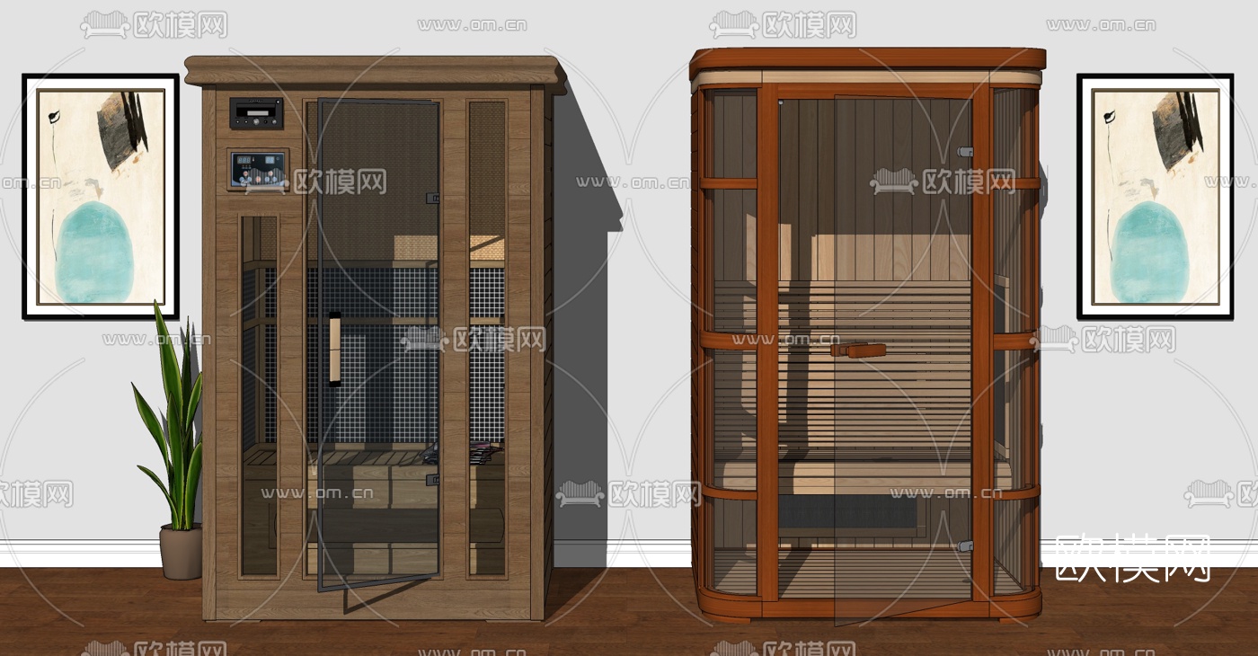 现代小型单人桑拿房su模型下载（渲染图1）