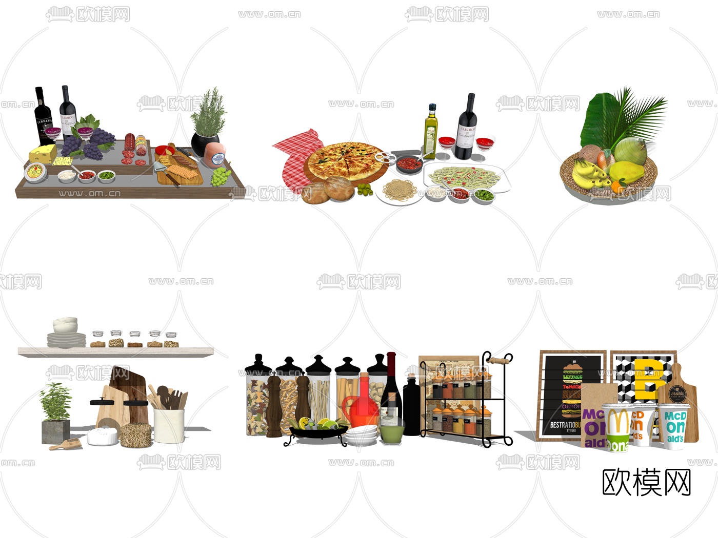 现代食物蔬菜水果su模型下载