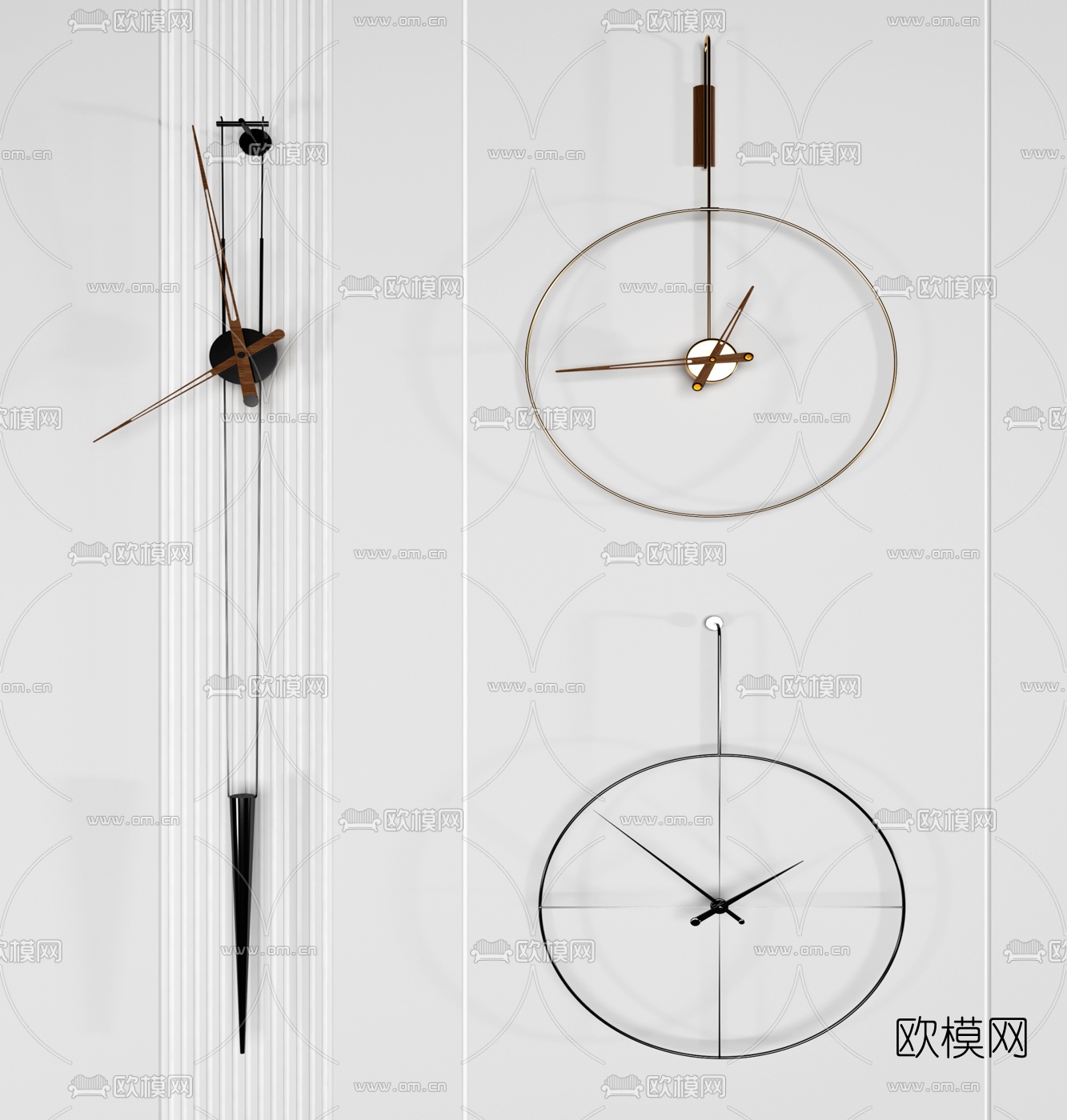 现代简约挂钟3d模型下载（渲染图1）