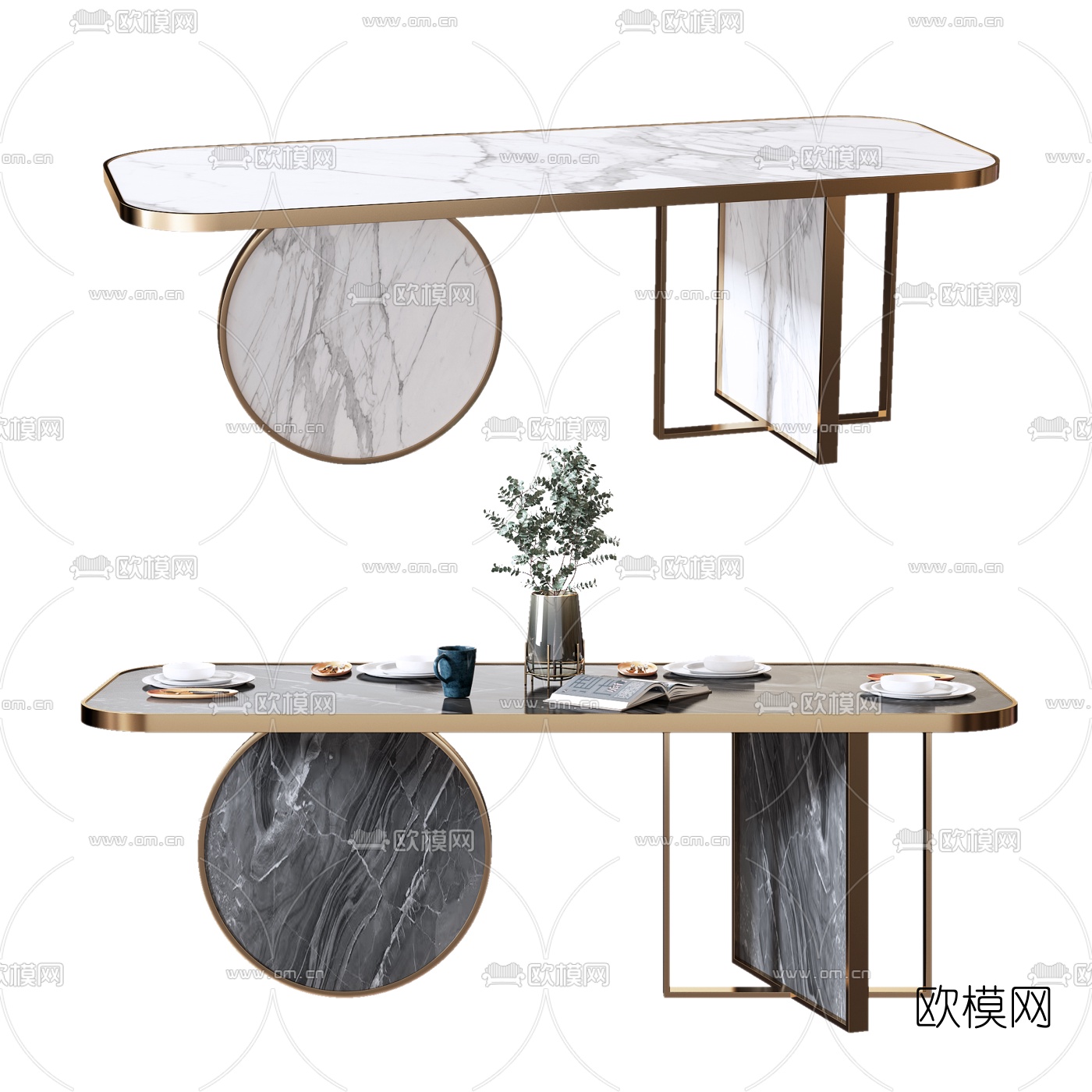 现代大理石餐桌3d模型
