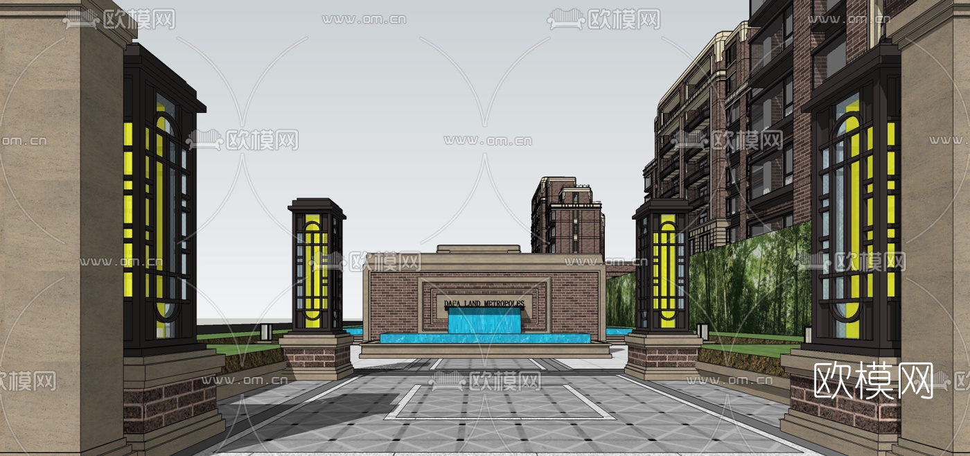 新古典高层公寓楼su模型下载（渲染图3）