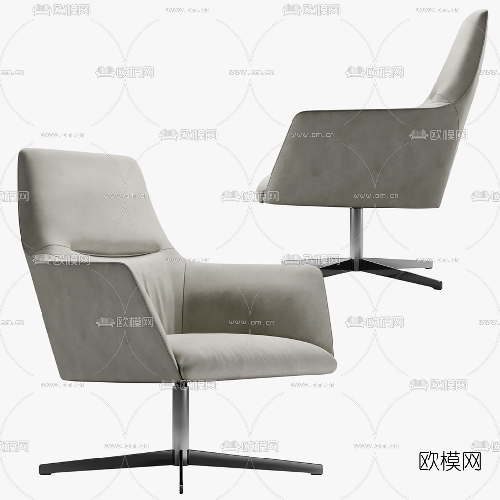 现代皮革办公椅3d模型下载（渲染图3）