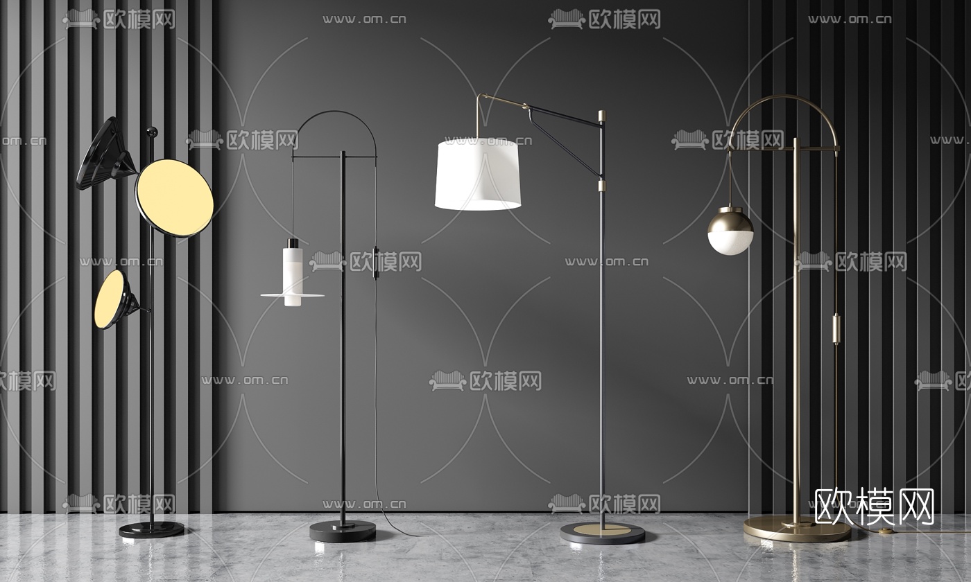 现代轻奢落地灯su模型下载（渲染图1）