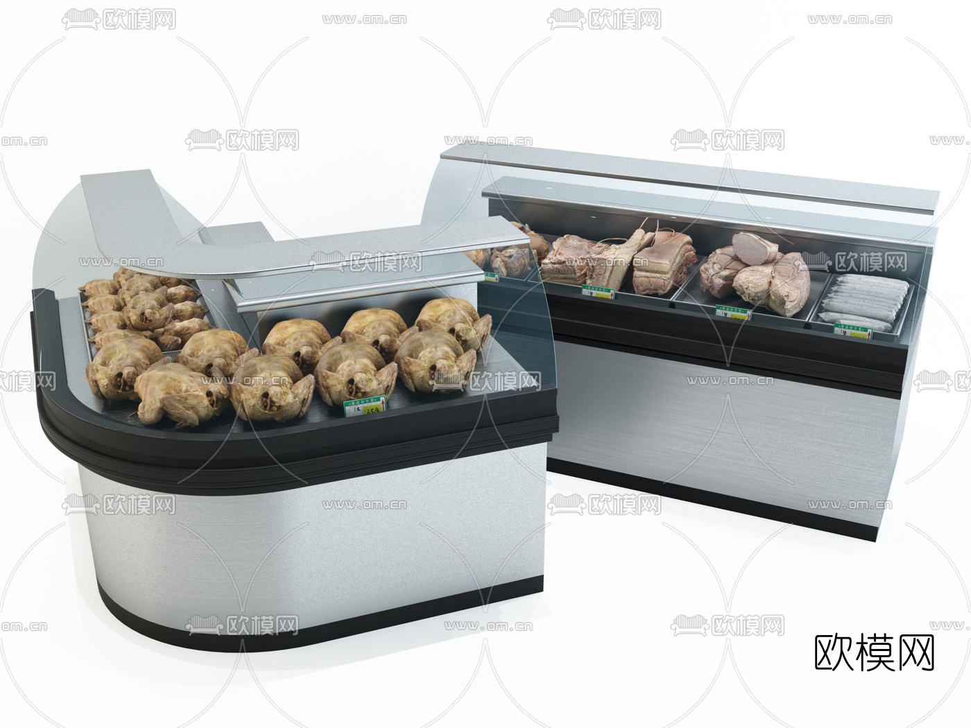 现代肉柜食材展示柜3d模型下载