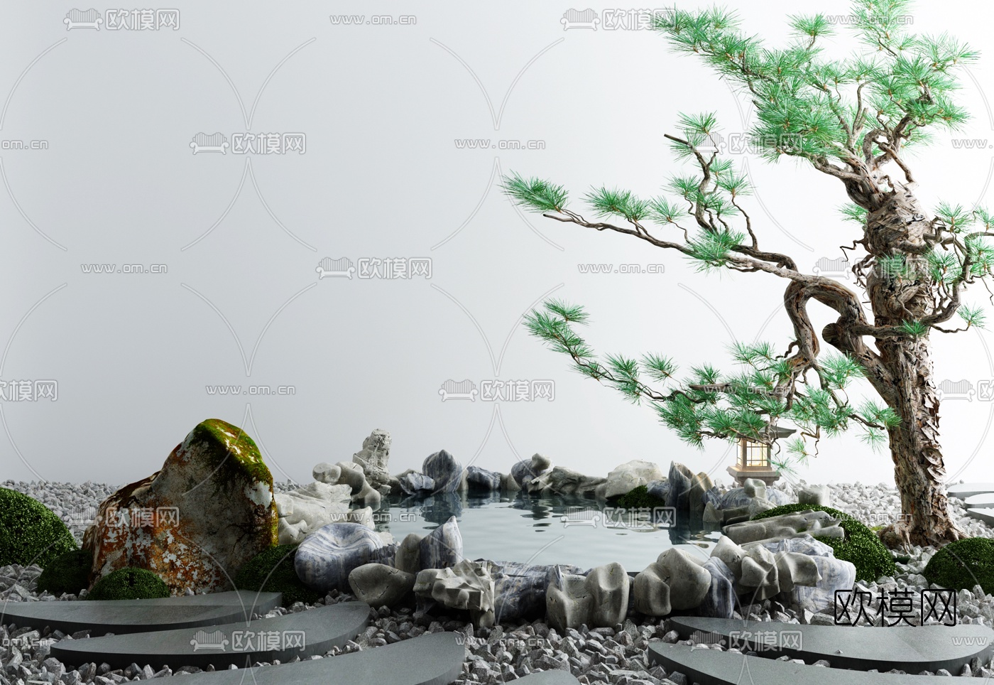 新中式园林景观小品3d模型