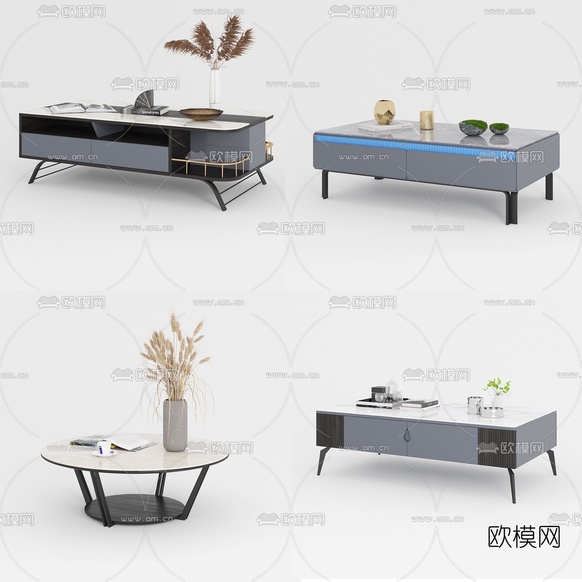 北欧休闲轻奢茶几组合免费3d模型下载(渲染图1)