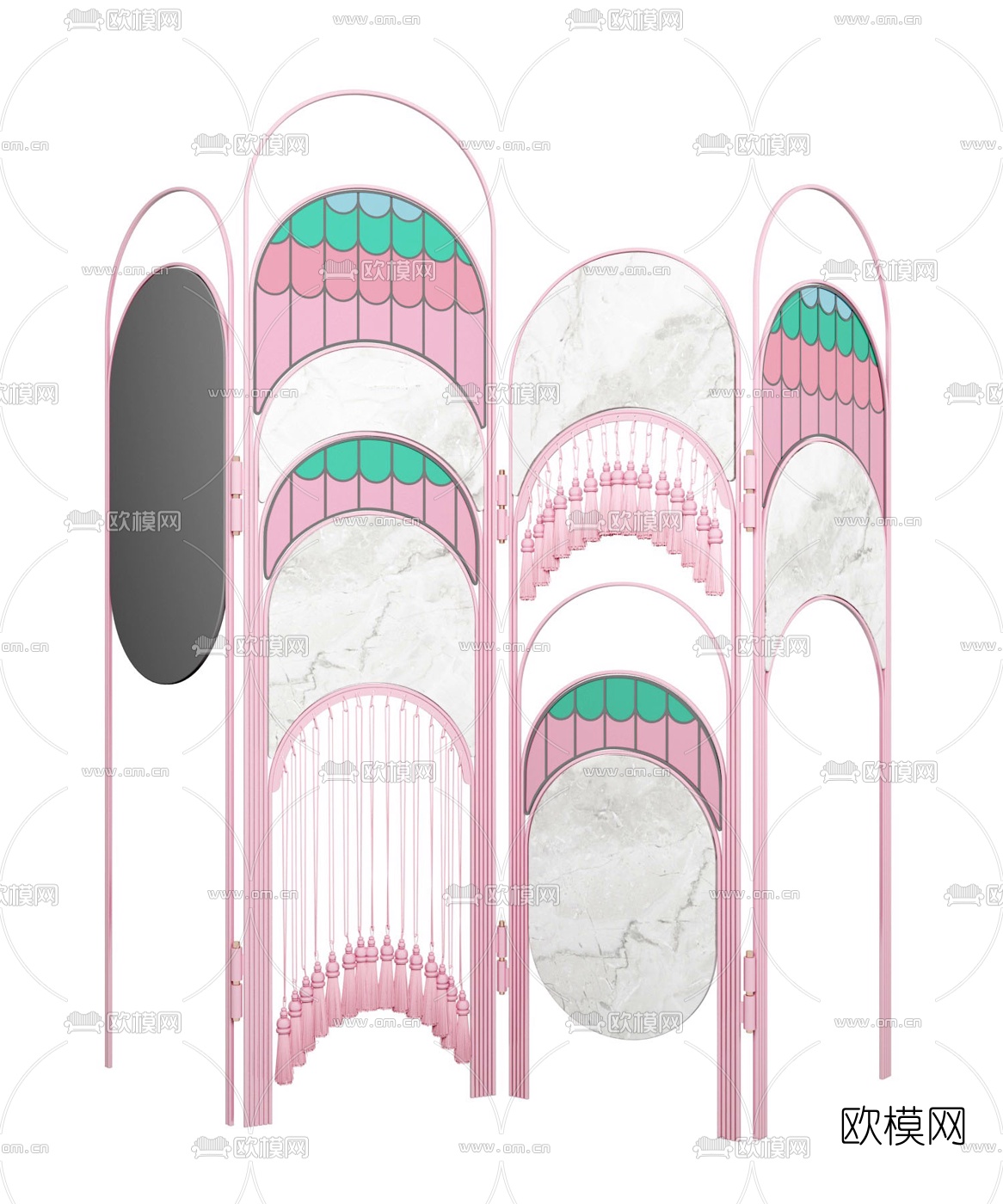 北欧流苏隔断屏风3d模型下载
