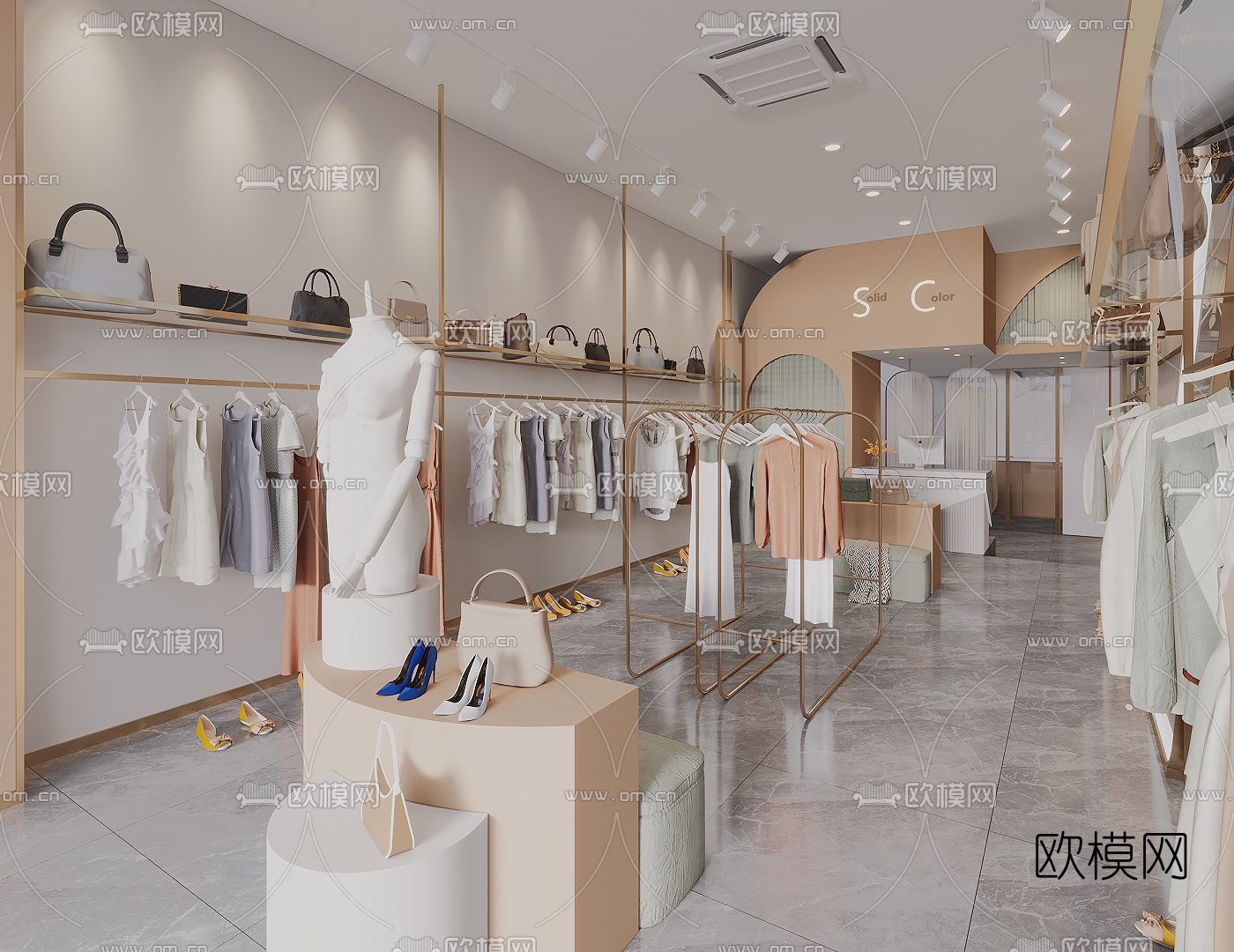 现代女装服装店3d模型下载（渲染图2）