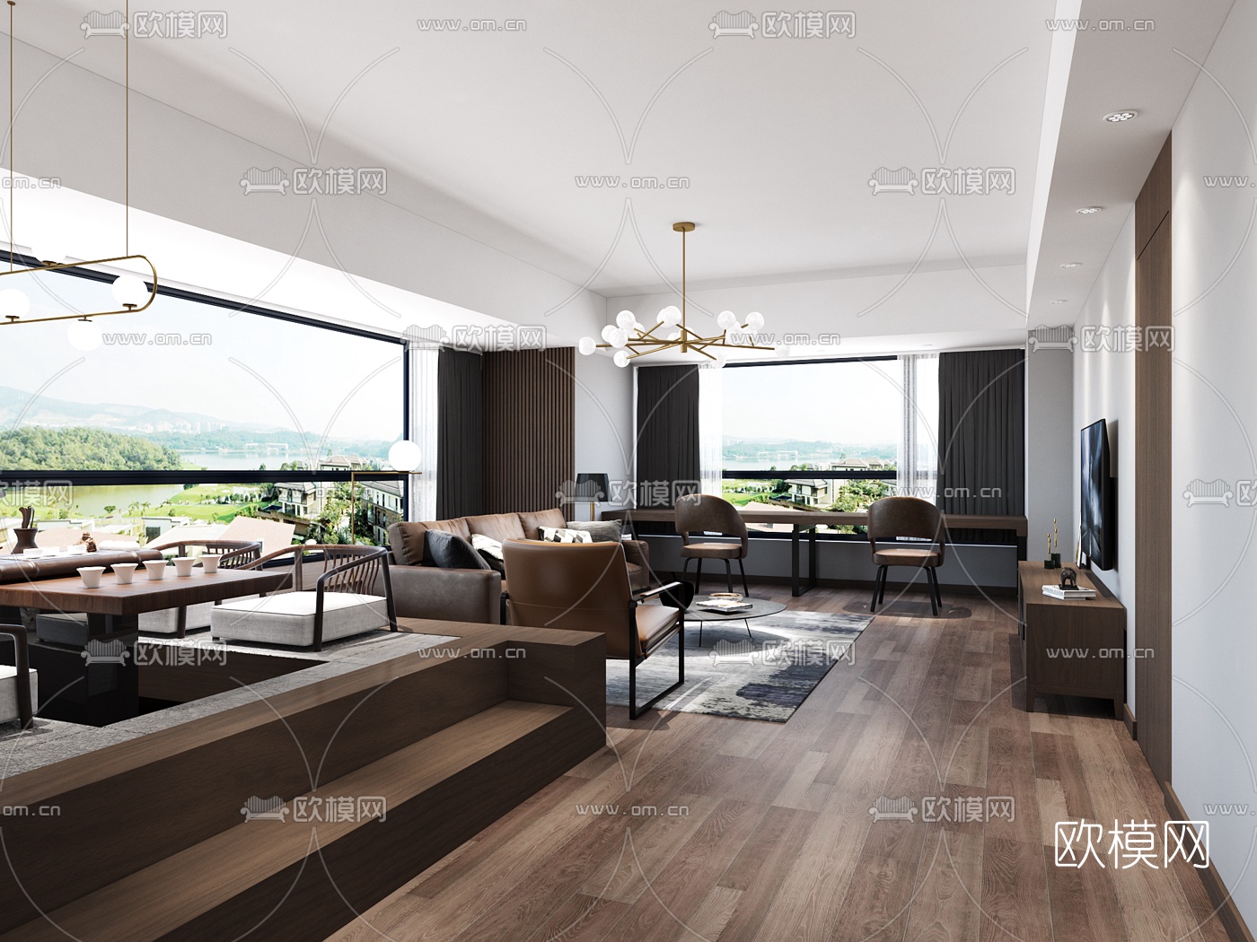 日式酒店客房免费3d模型下载（渲染图2）