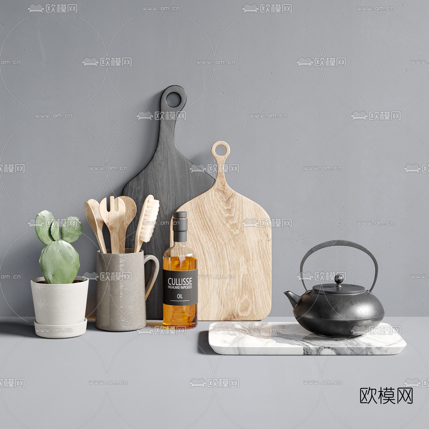 北欧砧板厨房用品3d模型下载（渲染图1）