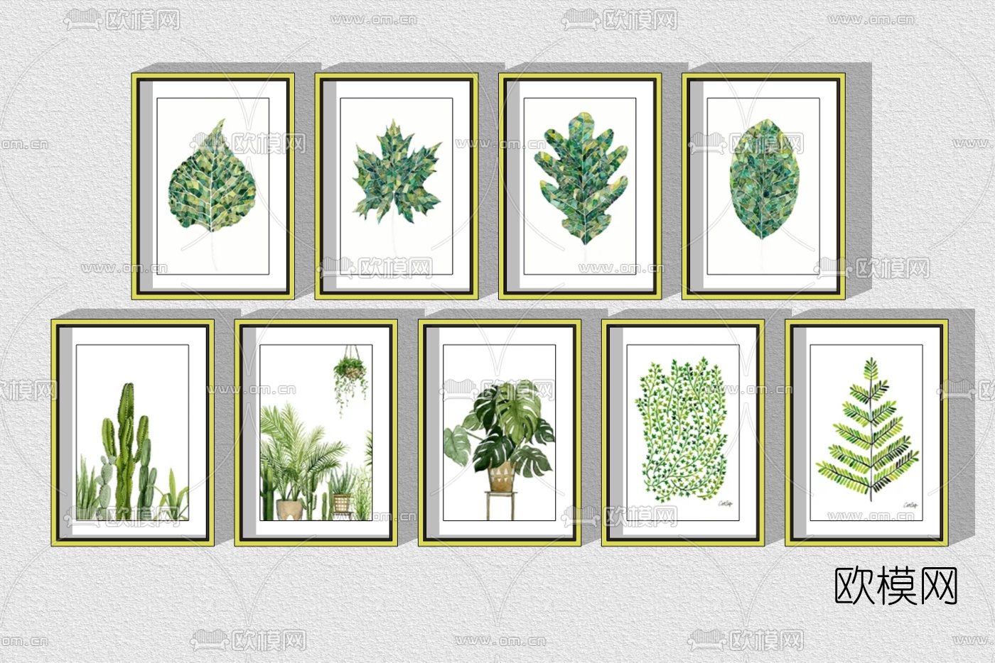 北欧绿植装饰挂画su模型下载