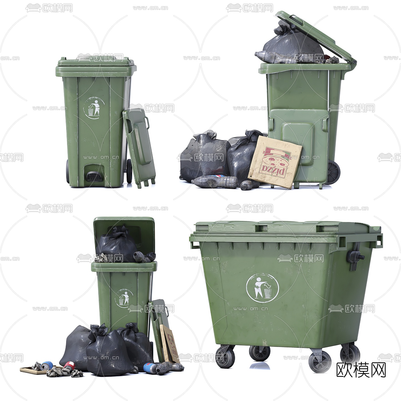 现代户外垃圾箱3d模型下载
