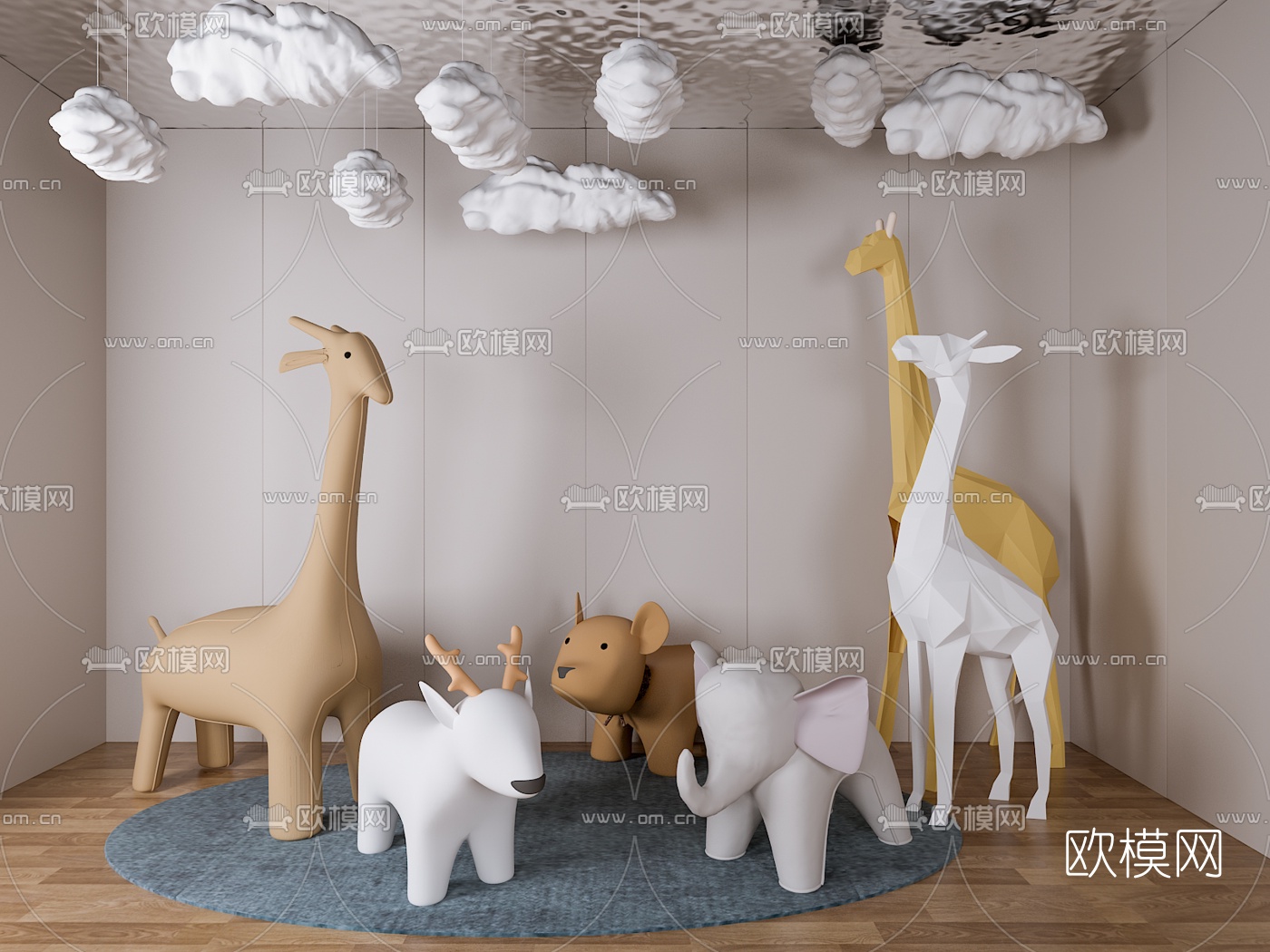 现代动物玩偶3d模型