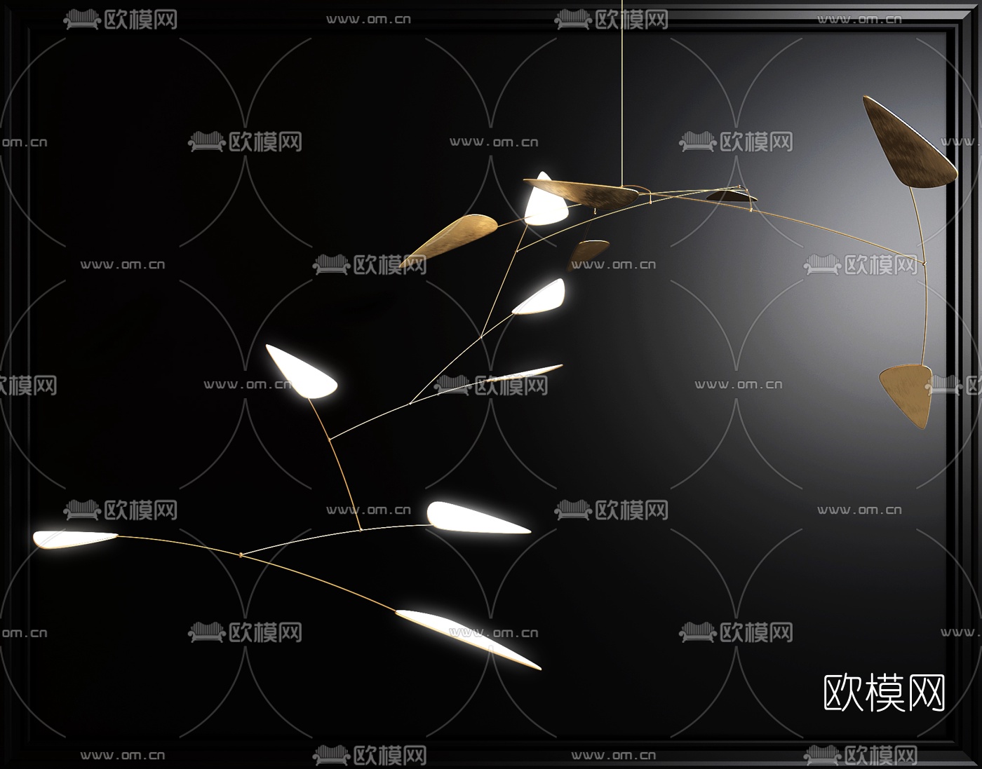 现代叶片花瓣装饰吊灯3d模型