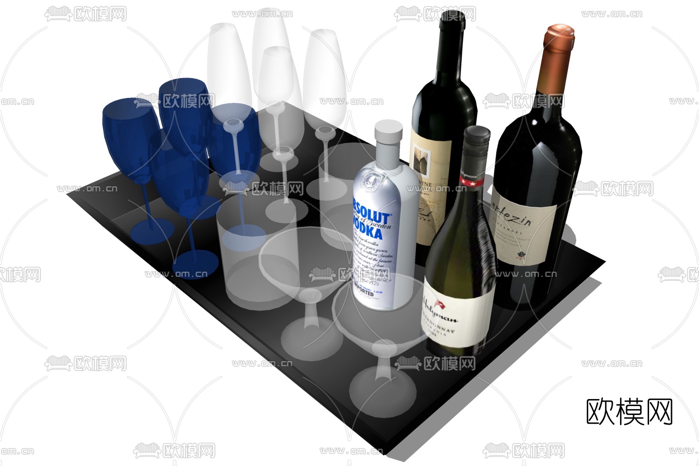 现代酒杯红酒su模型