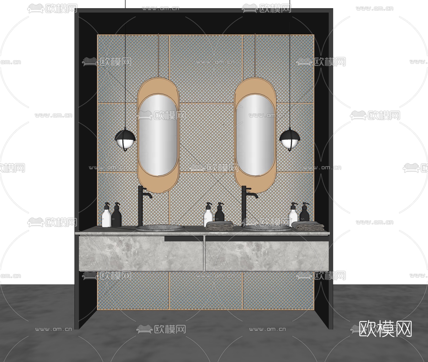 工业风洗手台su模型下载