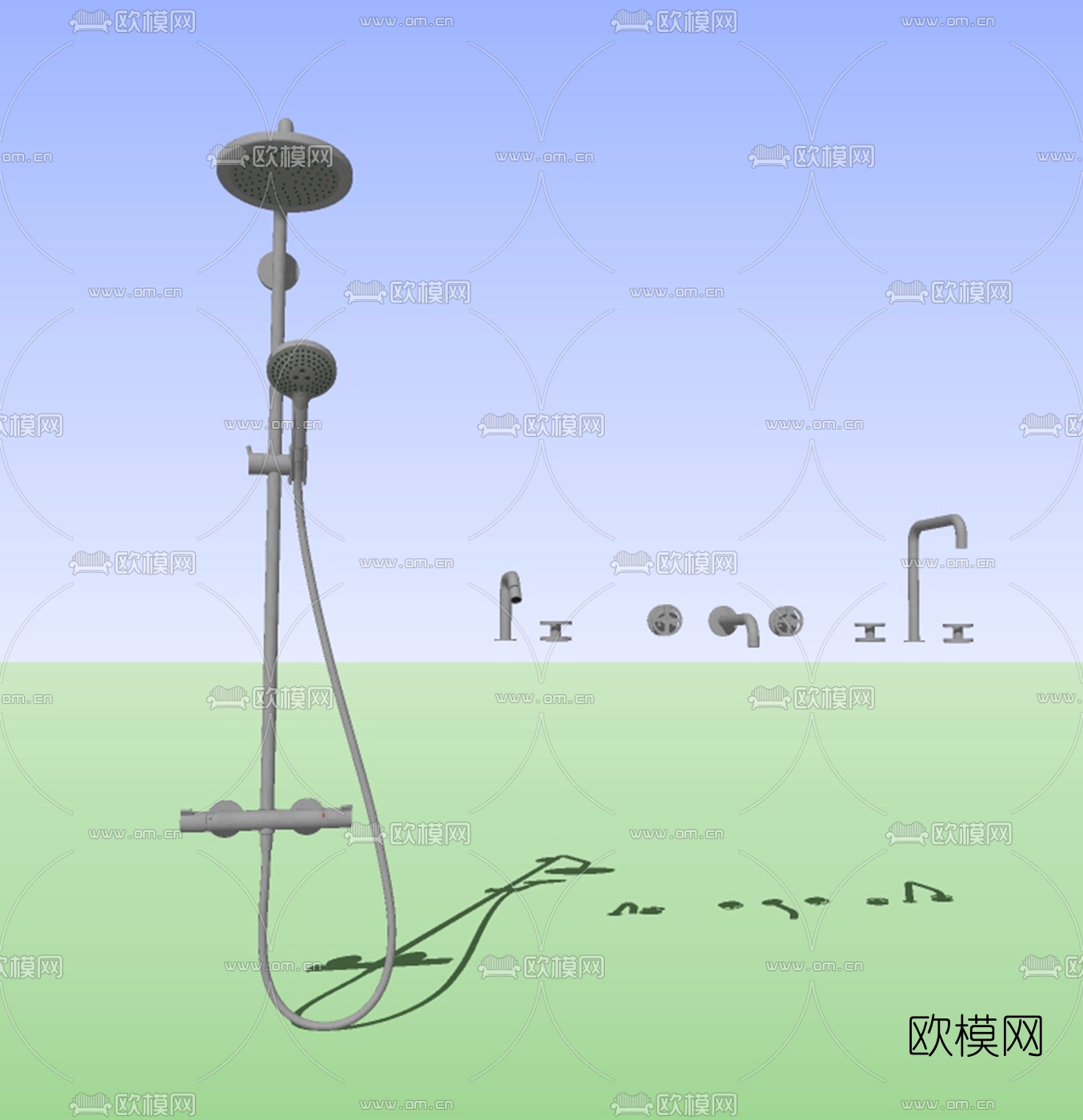 现代水龙头花洒su模型