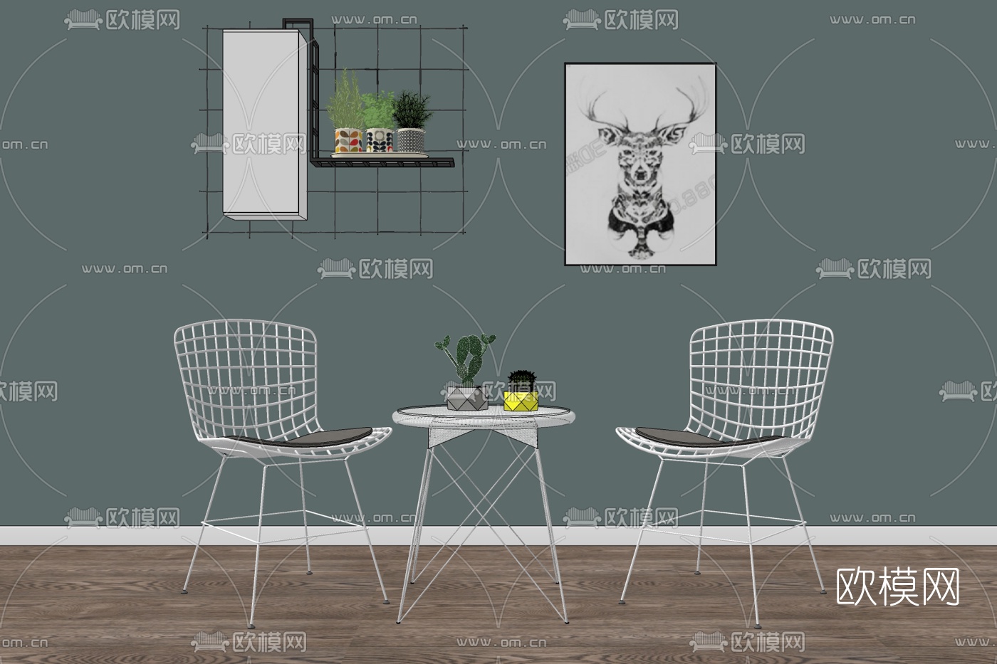 现代金属休闲桌椅免费su模型下载