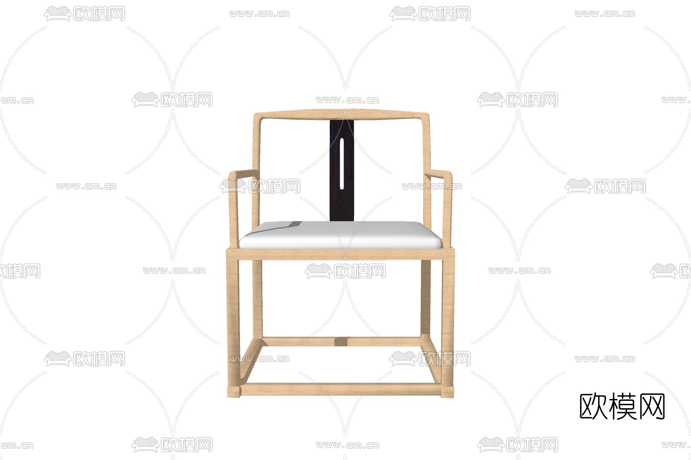 新中式实木单椅su模型下载