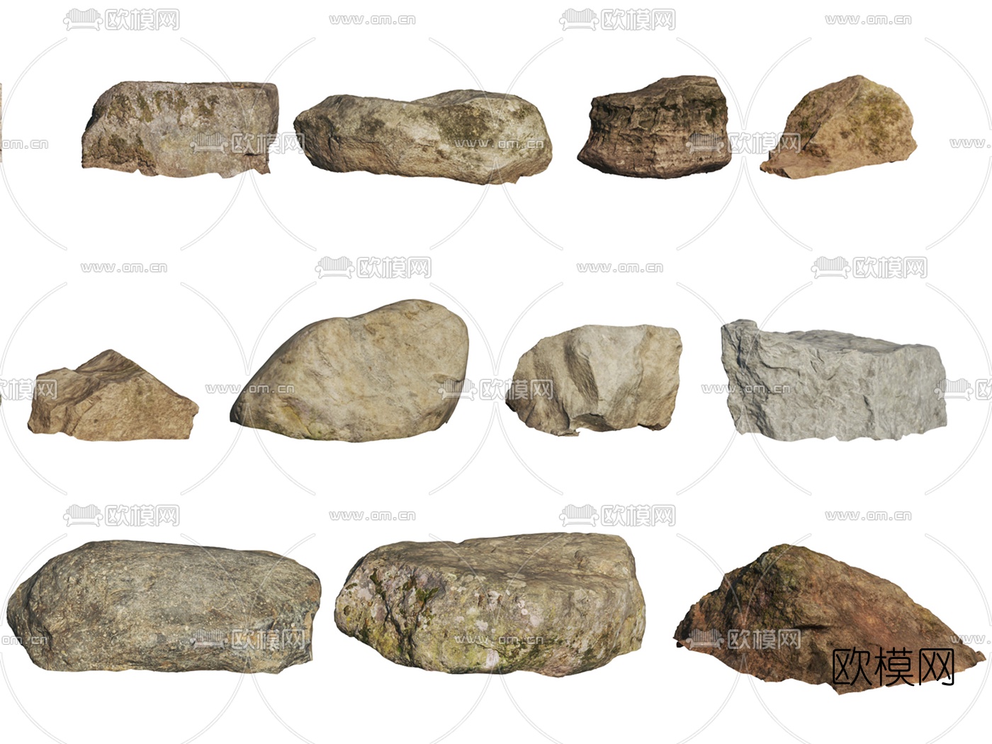 自然风石头石块3d模型下载（渲染图3）