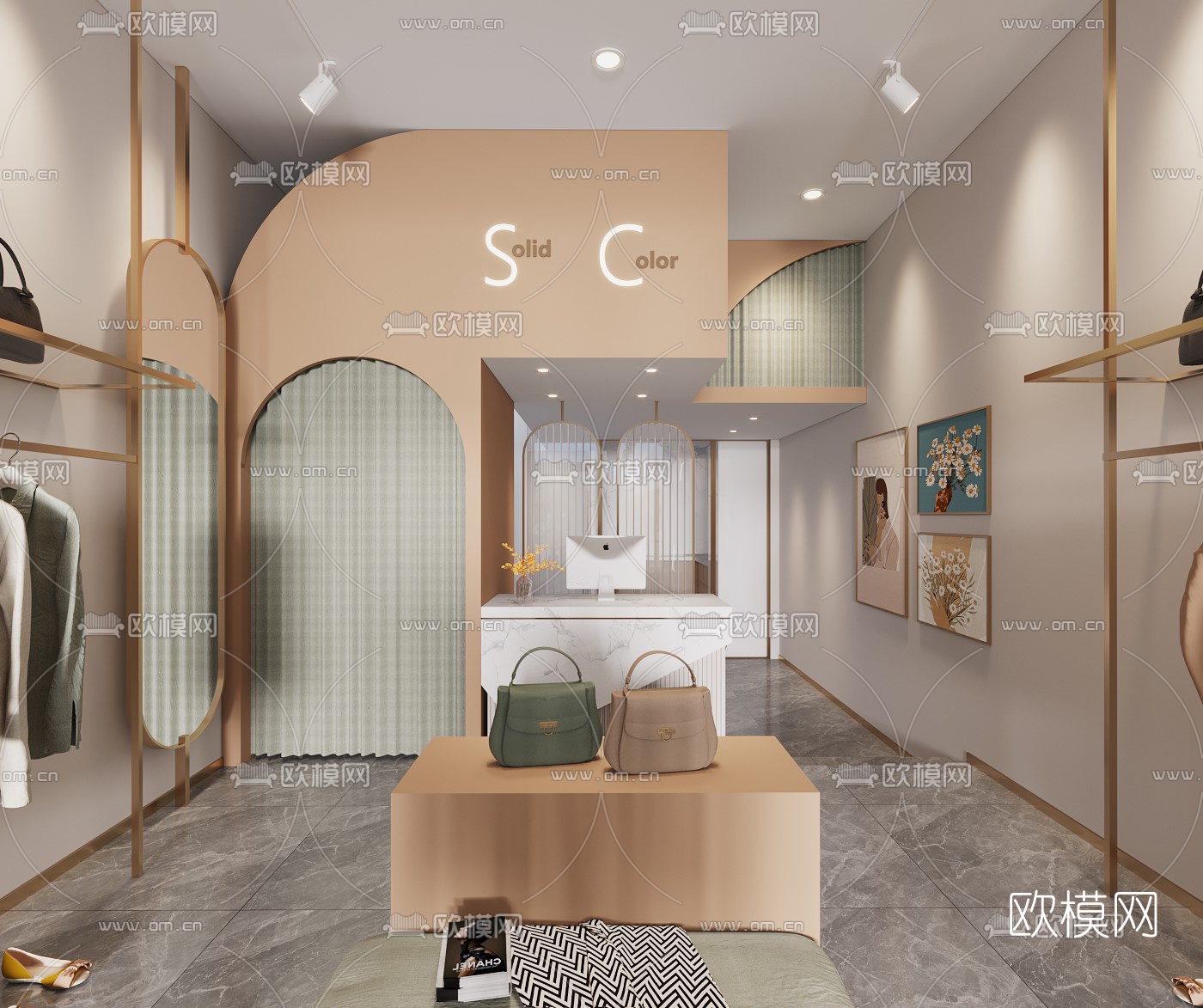 现代女装服装店3d模型下载（渲染图3）