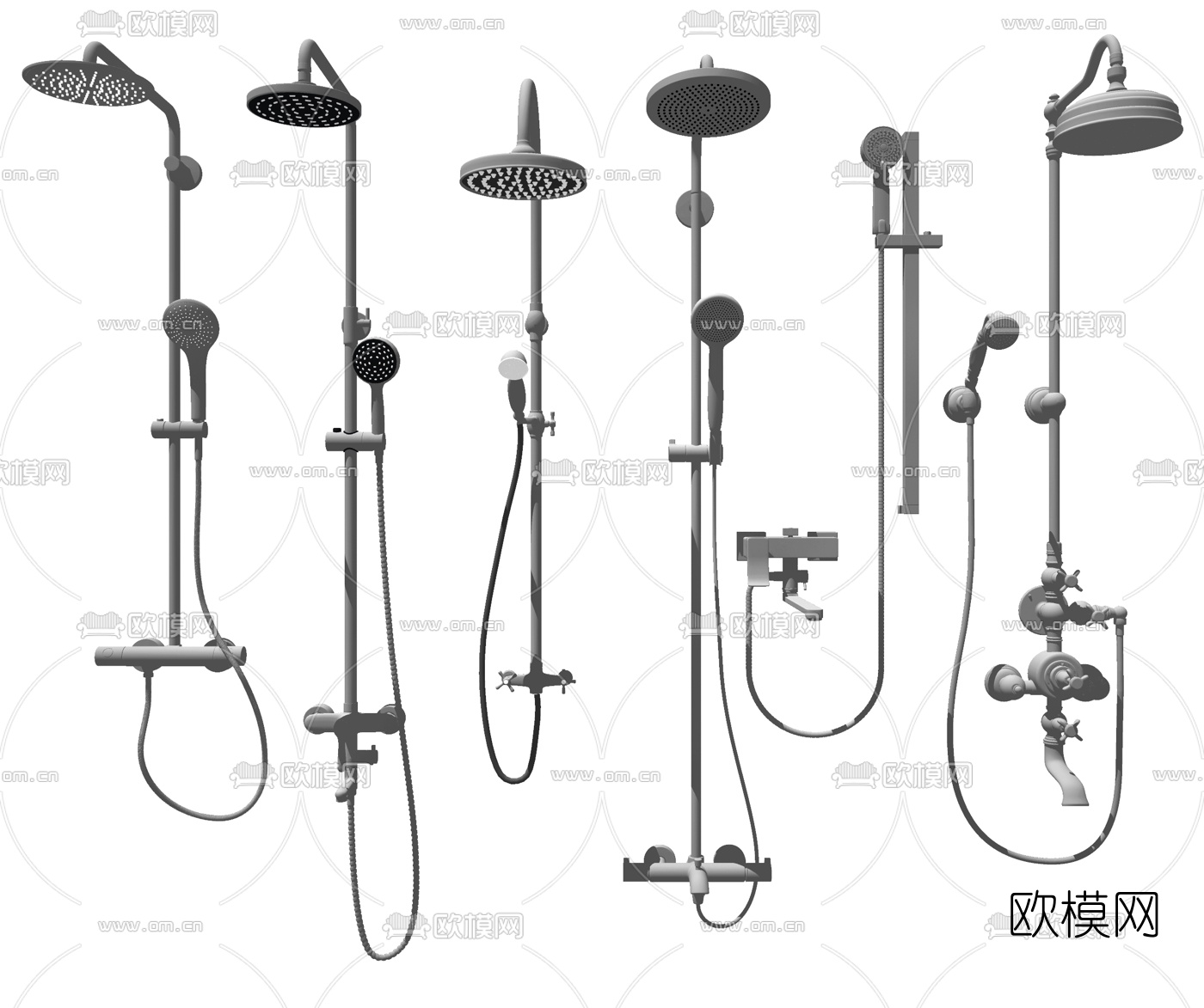 现代淋浴花洒su模型下载