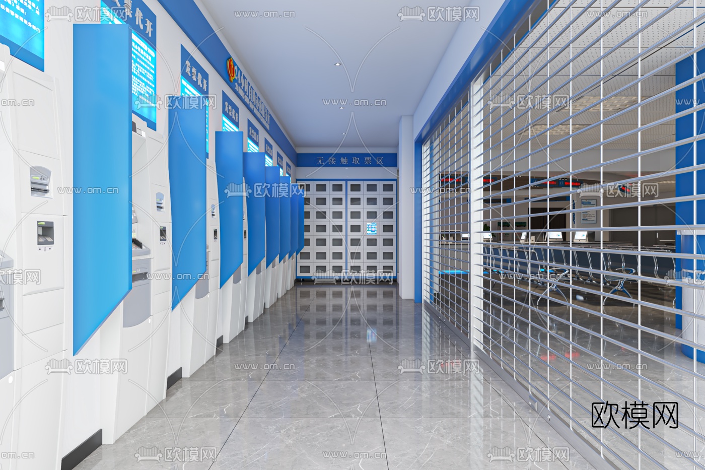 现代税务局办公大厅3d模型下载（渲染图2）