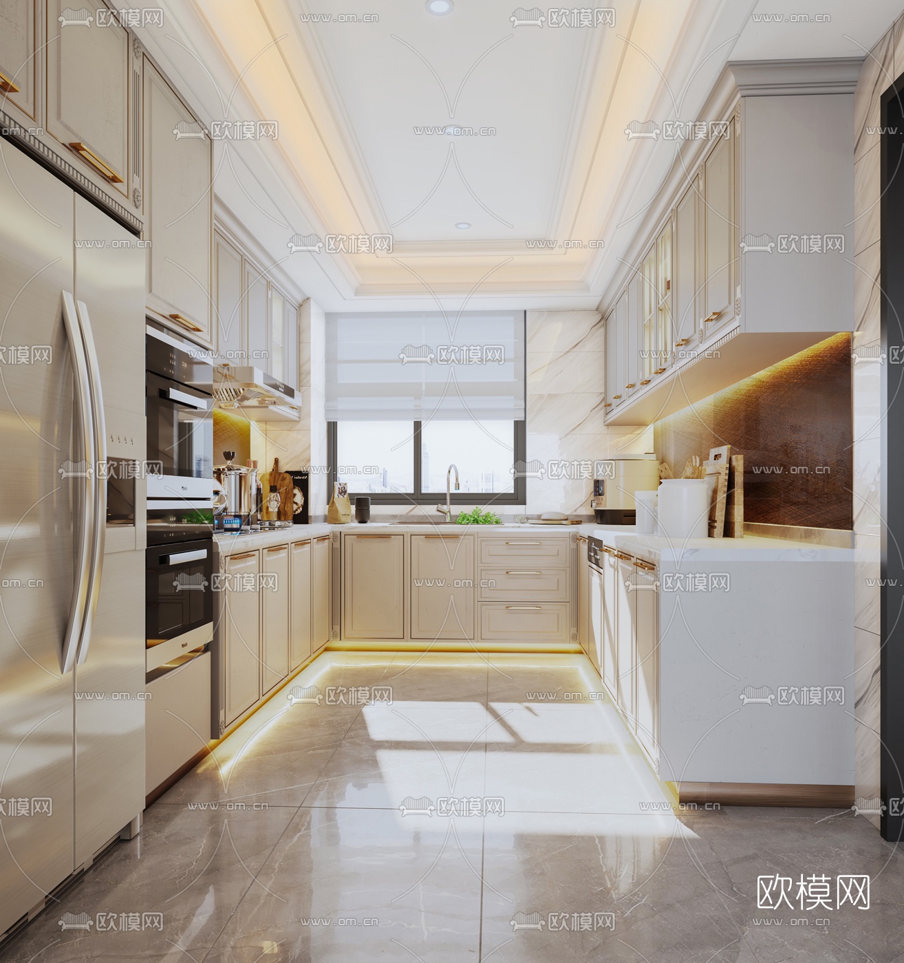 简欧轻奢厨房3d模型