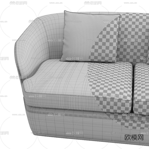 现代布艺双人沙发3d模型下载(渲染图3)