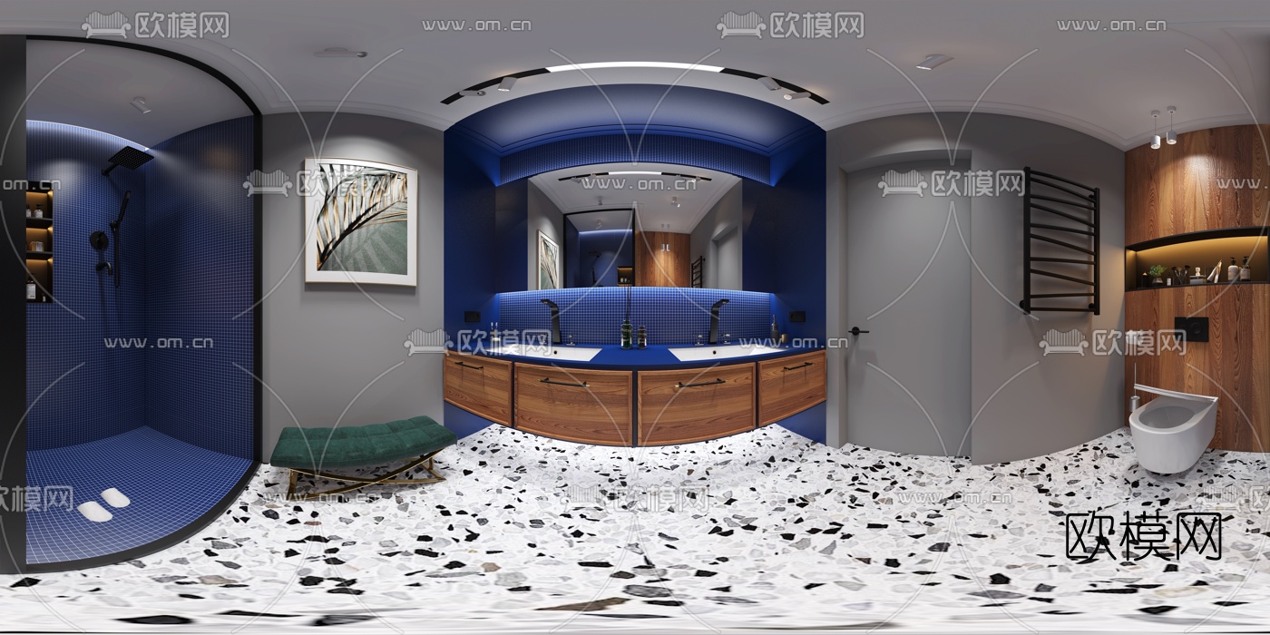 现代卫生间浴室vr全景3d模型
