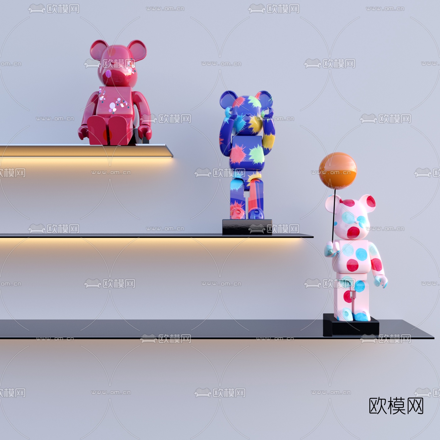 现代暴力熊公仔玩具3d模型下载