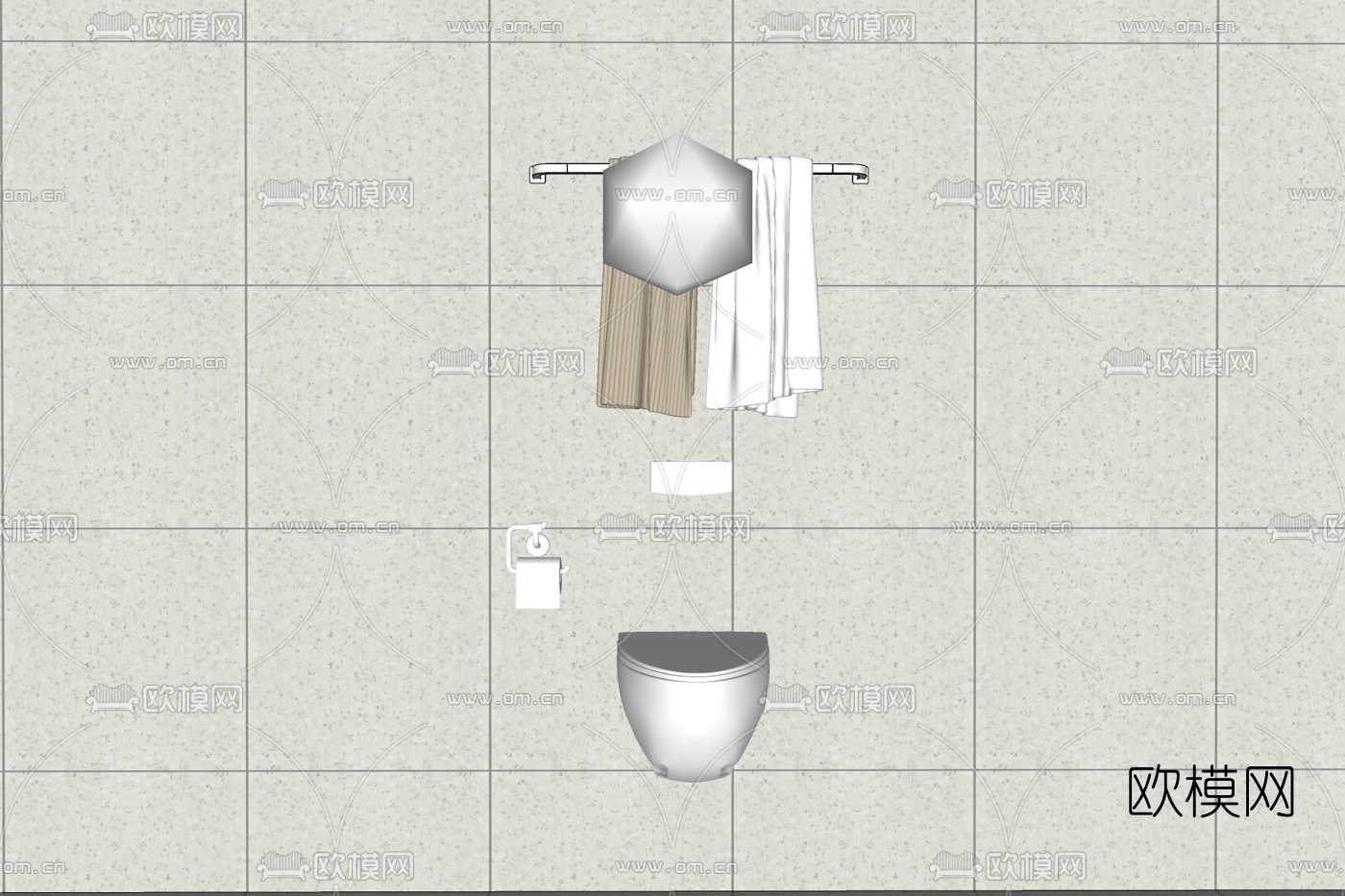 现代壁挂式马桶su模型下载