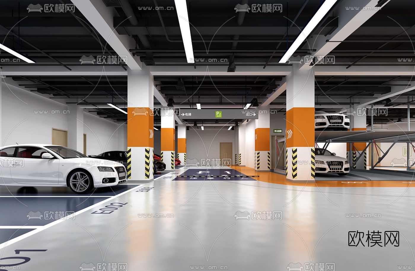 现代地下停车场3d模型