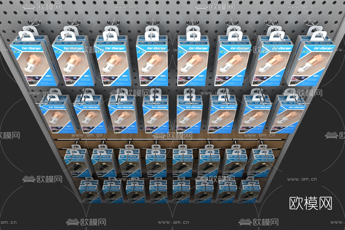 现代超市挂钩货架3d模型