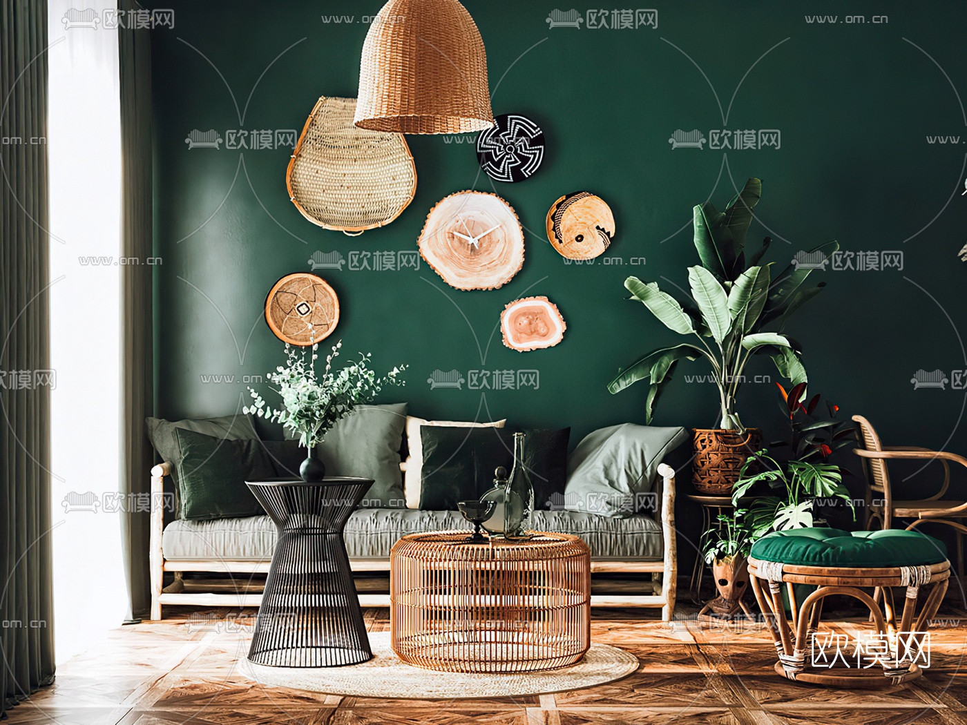 东南亚布艺沙发组合3d模型下载（渲染图3）