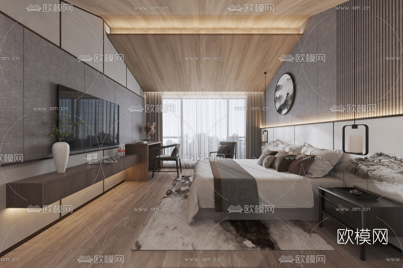 新中式酒店客房3d模型