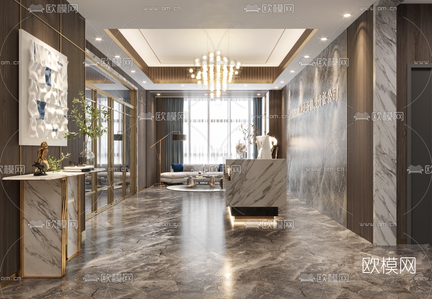 现代办公室前台接待台3d模型
